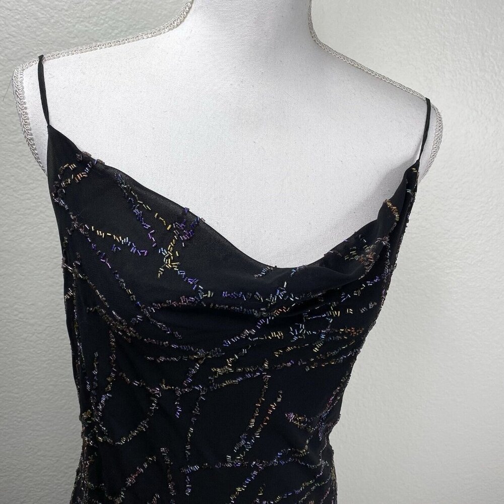 Rue De La Paix Dress Women's Black Sz 30 M Rainbow Beaded Asymmetrical Hem Fairy - Picture 9 of 16